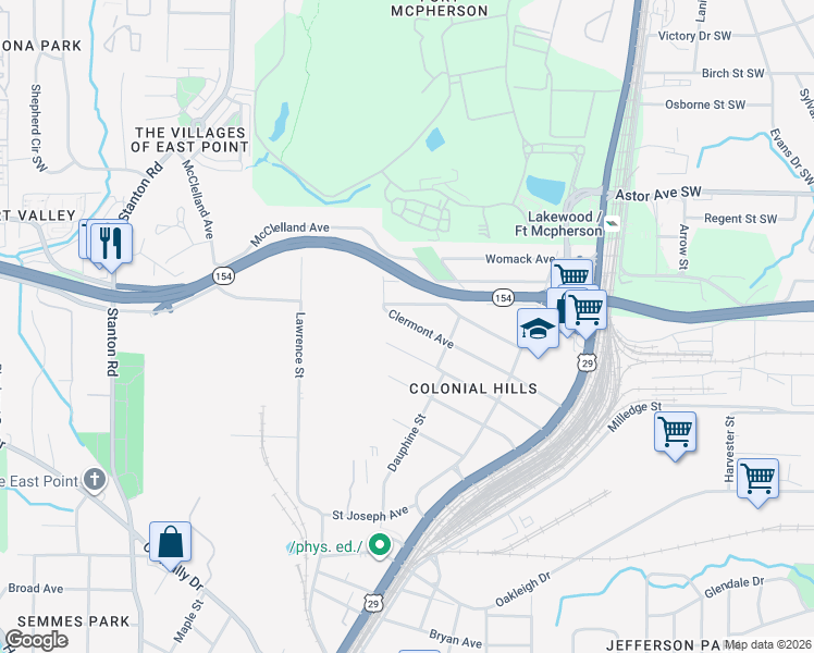 map of restaurants, bars, coffee shops, grocery stores, and more near 1472 Clermont Avenue in Atlanta