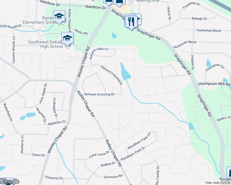 map of restaurants, bars, coffee shops, grocery stores, and more near 2988 Pinnacle Court in Decatur