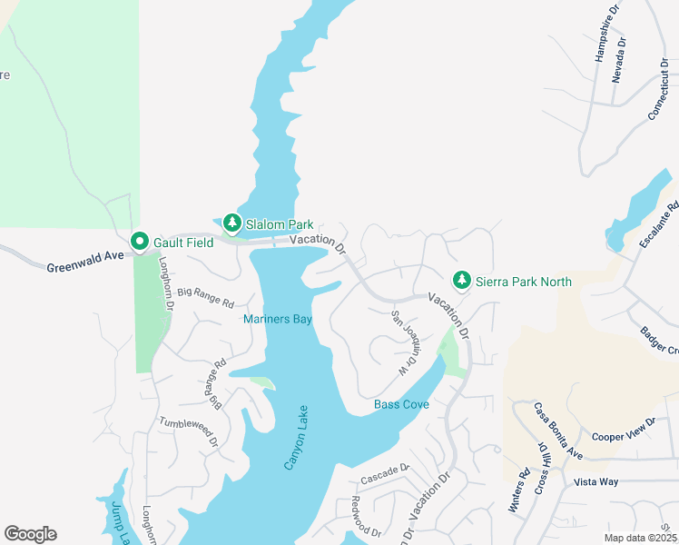 map of restaurants, bars, coffee shops, grocery stores, and more near 22561 Bass Place in Canyon Lake