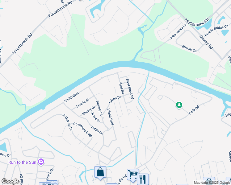 map of restaurants, bars, coffee shops, grocery stores, and more near 708 Reef Road in Myrtle Beach