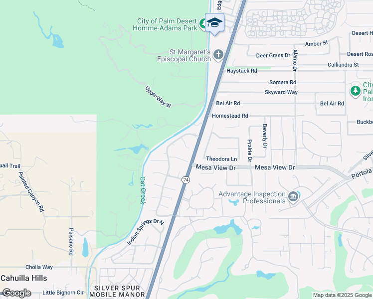 map of restaurants, bars, coffee shops, grocery stores, and more near 72499 Sandstone Lane in Palm Desert