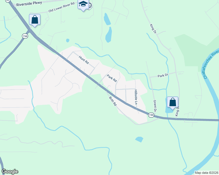 map of restaurants, bars, coffee shops, grocery stores, and more near 3948 Fairburn Road in Douglasville