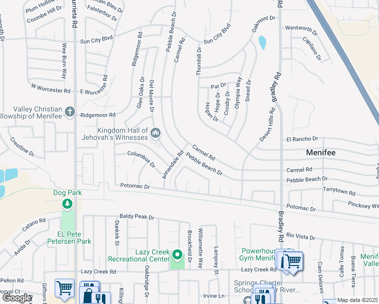 map of restaurants, bars, coffee shops, grocery stores, and more near 29216 Pebble Beach Dr in Sun City
