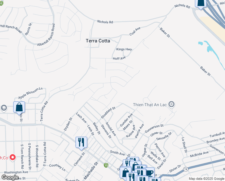 map of restaurants, bars, coffee shops, grocery stores, and more near 920 Porta Marina Lane in Lake Elsinore