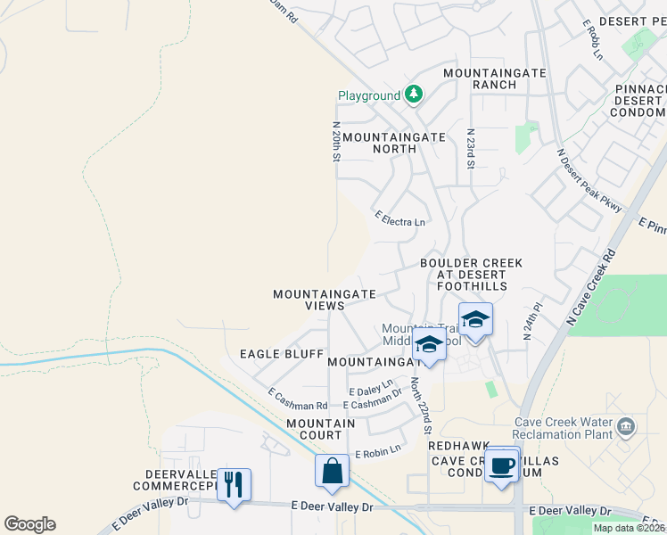map of restaurants, bars, coffee shops, grocery stores, and more near 23060 North 21st Street in Phoenix