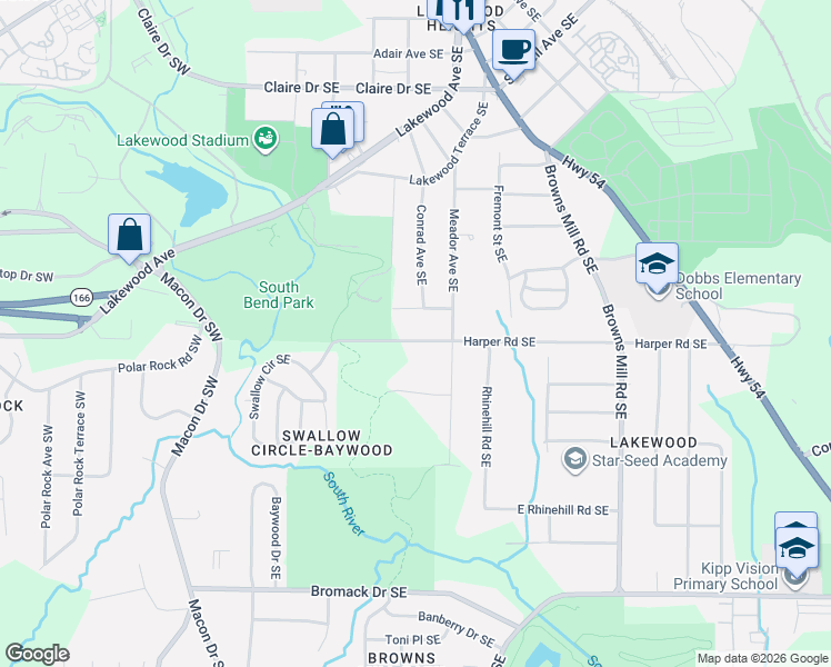 map of restaurants, bars, coffee shops, grocery stores, and more near 173 Meador Way Southeast in Atlanta