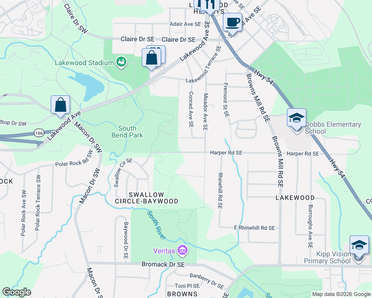 map of restaurants, bars, coffee shops, grocery stores, and more near 173 Meador Way Southeast in Atlanta