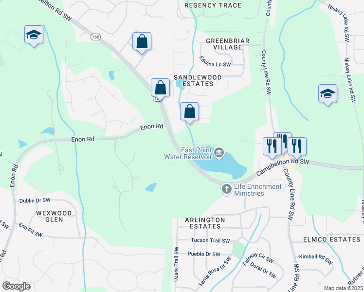 map of restaurants, bars, coffee shops, grocery stores, and more near 4771 Campbellton Road Southwest in Atlanta