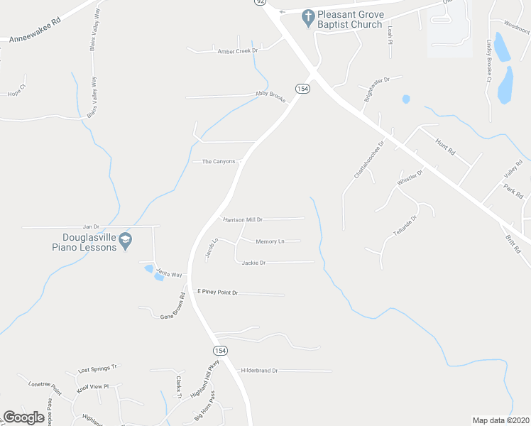 map of restaurants, bars, coffee shops, grocery stores, and more near 2620 Harrison Mill Drive in Douglasville
