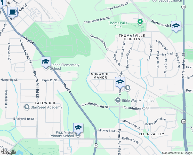 map of restaurants, bars, coffee shops, grocery stores, and more near 751 Lee Andrews Avenue Southeast in Atlanta