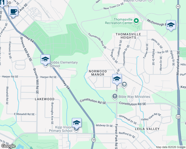 map of restaurants, bars, coffee shops, grocery stores, and more near 751 Lee Andrews Avenue Southeast in Atlanta