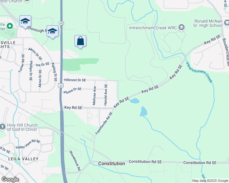 map of restaurants, bars, coffee shops, grocery stores, and more near 3029 Woodham Way Southeast in Atlanta