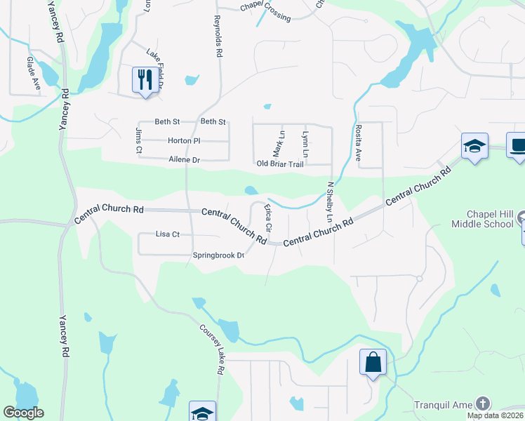 map of restaurants, bars, coffee shops, grocery stores, and more near 3971 Erica Circle in Douglasville