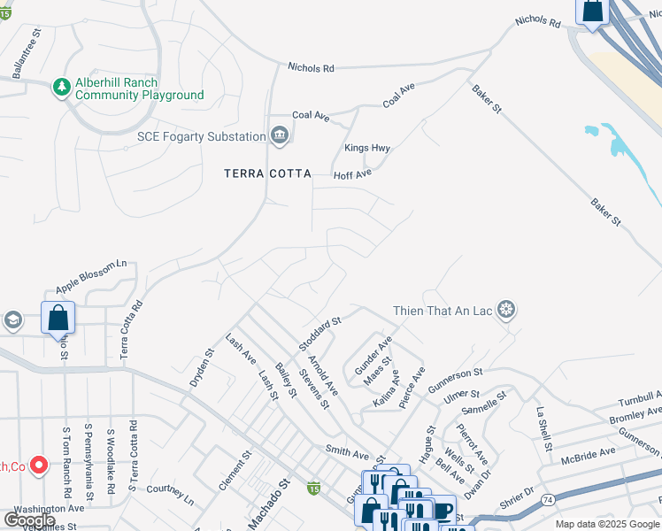 map of restaurants, bars, coffee shops, grocery stores, and more near 908 Ancona Lane in Lake Elsinore