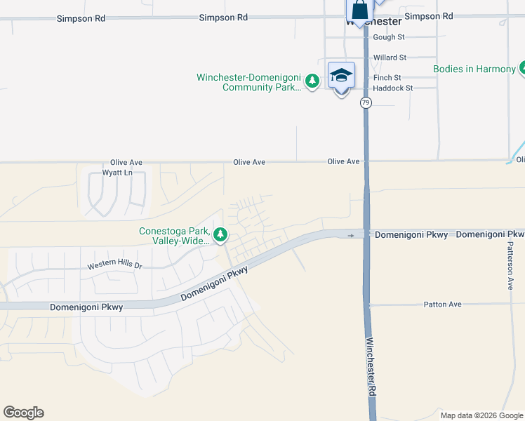 map of restaurants, bars, coffee shops, grocery stores, and more near 29172 Victoria Beach Boulevard in Winchester