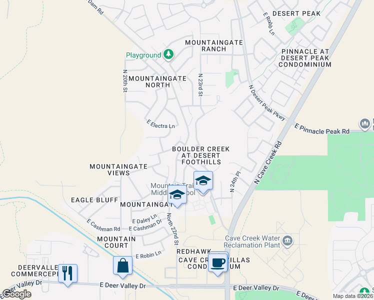 map of restaurants, bars, coffee shops, grocery stores, and more near 23026 North 22nd Street in Phoenix