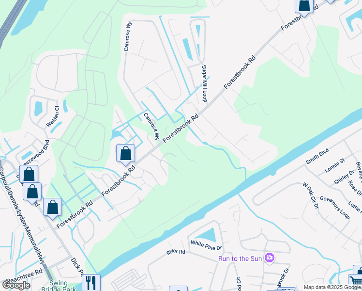 map of restaurants, bars, coffee shops, grocery stores, and more near 3856 Young William Road in Myrtle Beach
