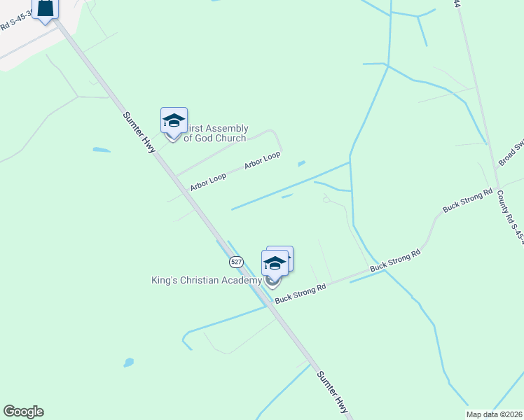 map of restaurants, bars, coffee shops, grocery stores, and more near in Kingstree