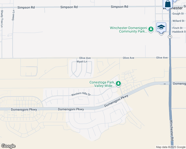 map of restaurants, bars, coffee shops, grocery stores, and more near 29134 Dallas Circle in Winchester