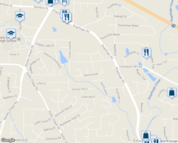 map of restaurants, bars, coffee shops, grocery stores, and more near 2990 Harlow Landing in Decatur