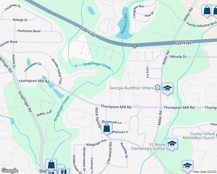 map of restaurants, bars, coffee shops, grocery stores, and more near 2991 Rolling Meadows Court in Stonecrest