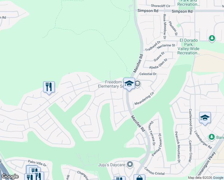 map of restaurants, bars, coffee shops, grocery stores, and more near 28878 Emerald Key Court in Menifee