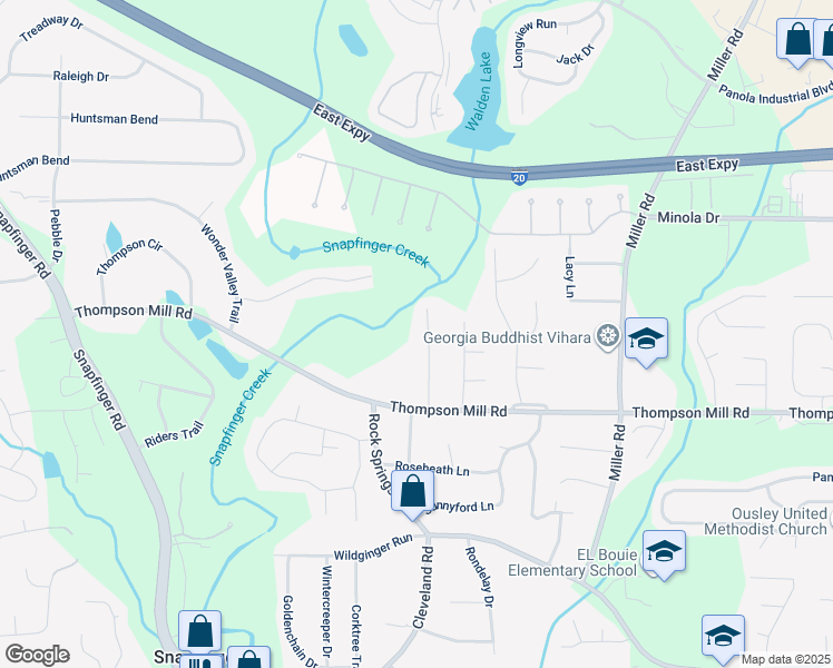 map of restaurants, bars, coffee shops, grocery stores, and more near 2991 Rolling Meadows Court in Stonecrest