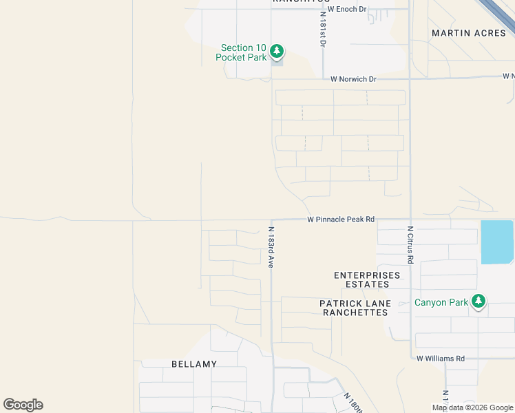 map of restaurants, bars, coffee shops, grocery stores, and more near 18263 West Pinnacle Peak Road in Surprise