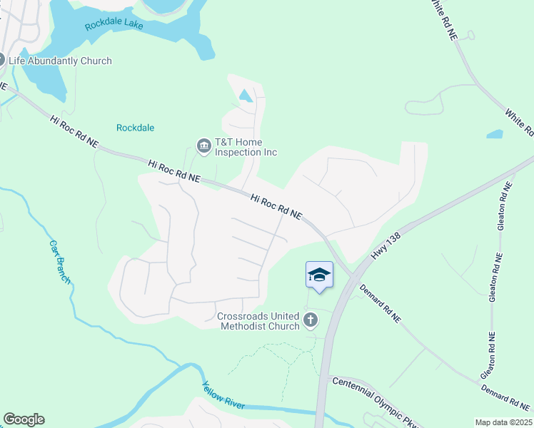 map of restaurants, bars, coffee shops, grocery stores, and more near 2419 Hi Roc Road Northeast in Conyers