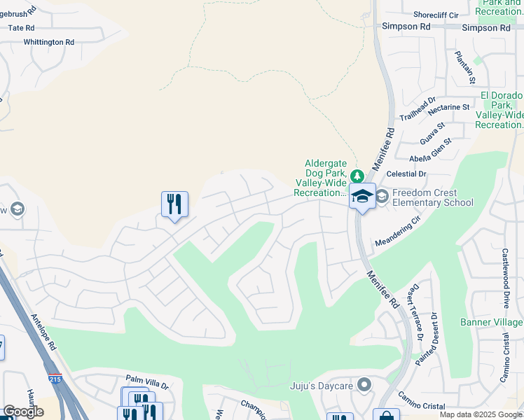 map of restaurants, bars, coffee shops, grocery stores, and more near 28608 Raintree Drive in Menifee