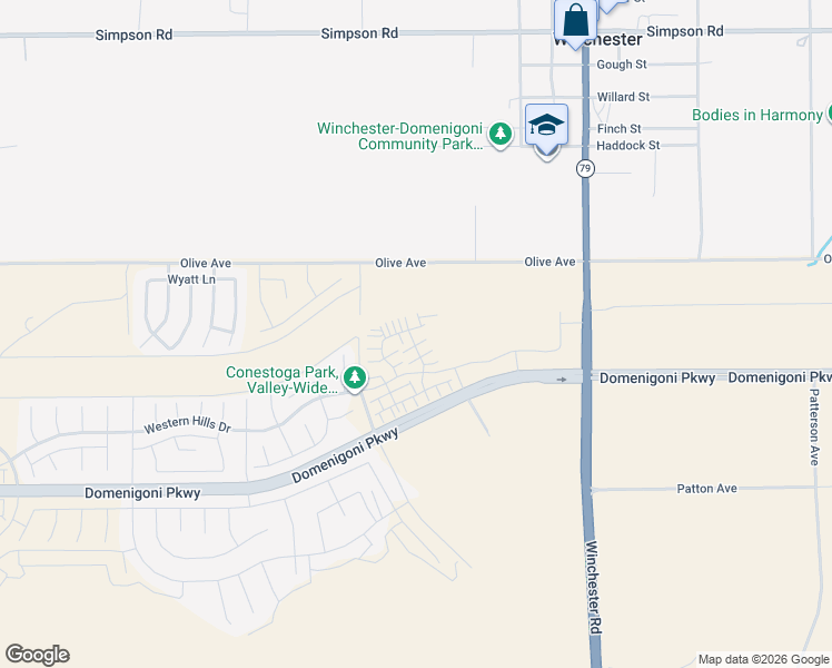 map of restaurants, bars, coffee shops, grocery stores, and more near 32739 Crystal Cove Court in Winchester