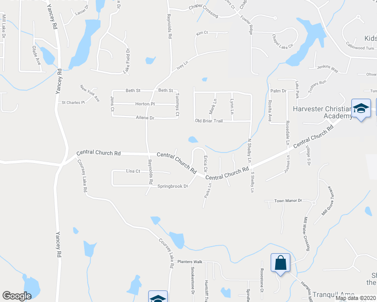 map of restaurants, bars, coffee shops, grocery stores, and more near 3971 Erica Circle in Douglasville