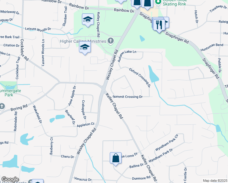 map of restaurants, bars, coffee shops, grocery stores, and more near 2829 Chapel Ridge Circle in Decatur