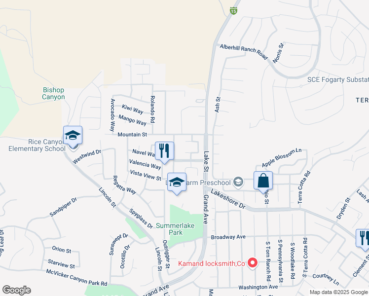 map of restaurants, bars, coffee shops, grocery stores, and more near 14811 Hidden Palm Court in Lake Elsinore