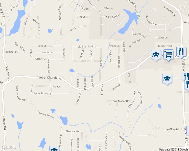 map of restaurants, bars, coffee shops, grocery stores, and more near 3963 Holland Court in Douglasville