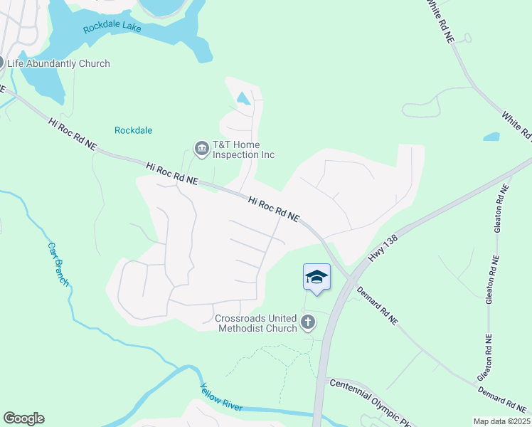map of restaurants, bars, coffee shops, grocery stores, and more near 2419 Hi Roc Road Northeast in Conyers