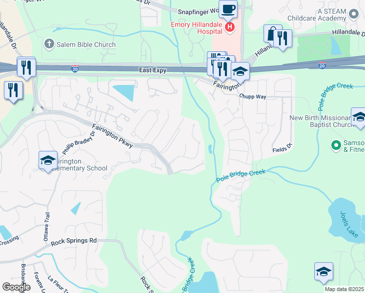 map of restaurants, bars, coffee shops, grocery stores, and more near in Lithonia