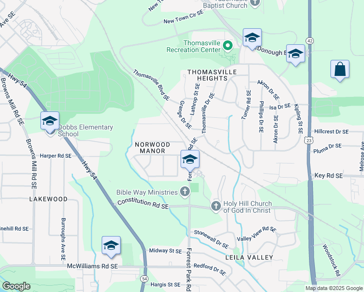 map of restaurants, bars, coffee shops, grocery stores, and more near 877 Lee Andrews Avenue Southeast in Atlanta