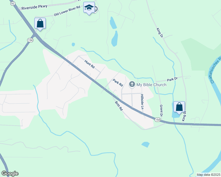 map of restaurants, bars, coffee shops, grocery stores, and more near 3944 Fairburn Road in Douglasville