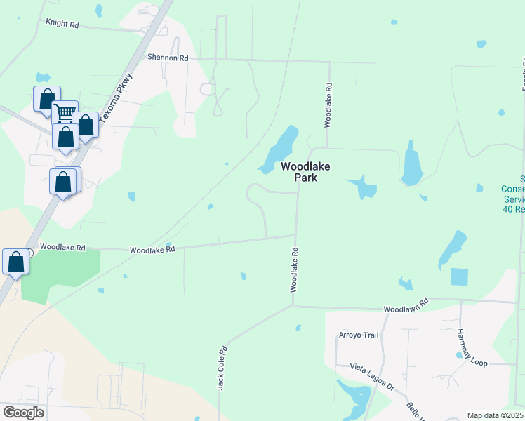 map of restaurants, bars, coffee shops, grocery stores, and more near Tananger Springs Drive in Denison