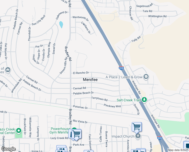 map of restaurants, bars, coffee shops, grocery stores, and more near 27236 Pinehurst Road in Menifee