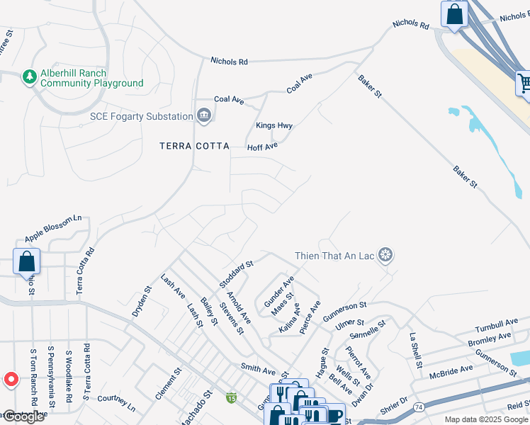 map of restaurants, bars, coffee shops, grocery stores, and more near 4746 Sicily Drive in Lake Elsinore