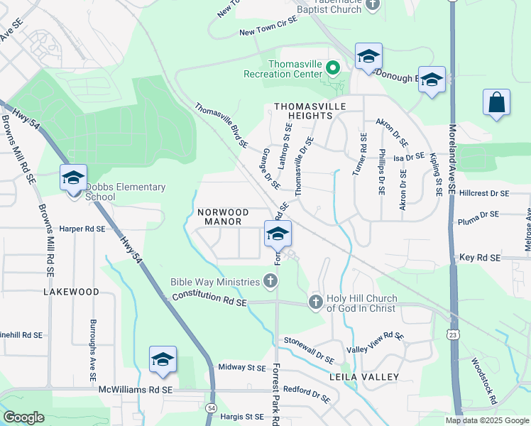 map of restaurants, bars, coffee shops, grocery stores, and more near 877 Lee Andrews Avenue Southeast in Atlanta