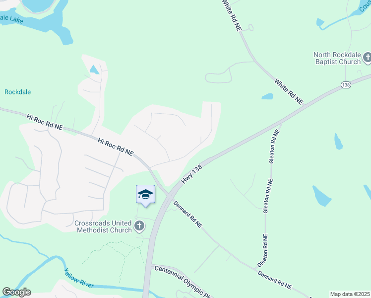 map of restaurants, bars, coffee shops, grocery stores, and more near 2126 Kings Mountain Drive Northeast in Conyers