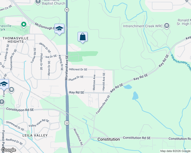 map of restaurants, bars, coffee shops, grocery stores, and more near 1118 Melrose Avenue in Atlanta