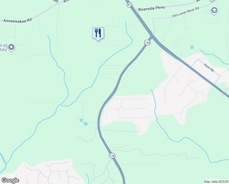 map of restaurants, bars, coffee shops, grocery stores, and more near 3591 Highway 92 in Douglasville