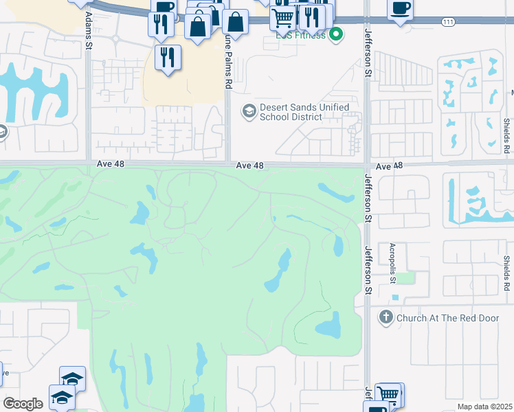 map of restaurants, bars, coffee shops, grocery stores, and more near 48270 Vista Calico in La Quinta