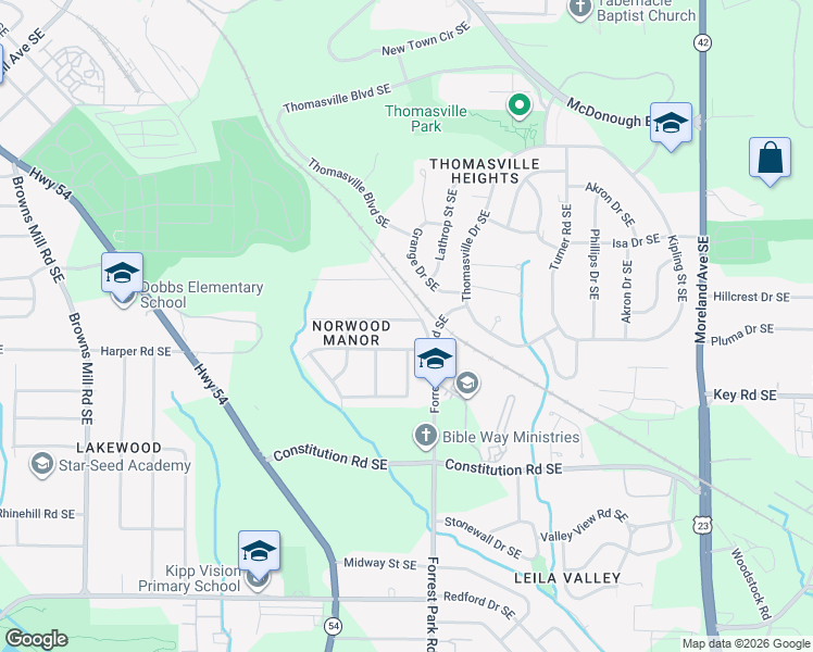 map of restaurants, bars, coffee shops, grocery stores, and more near 865 Lee Andrews Avenue Southeast in Atlanta