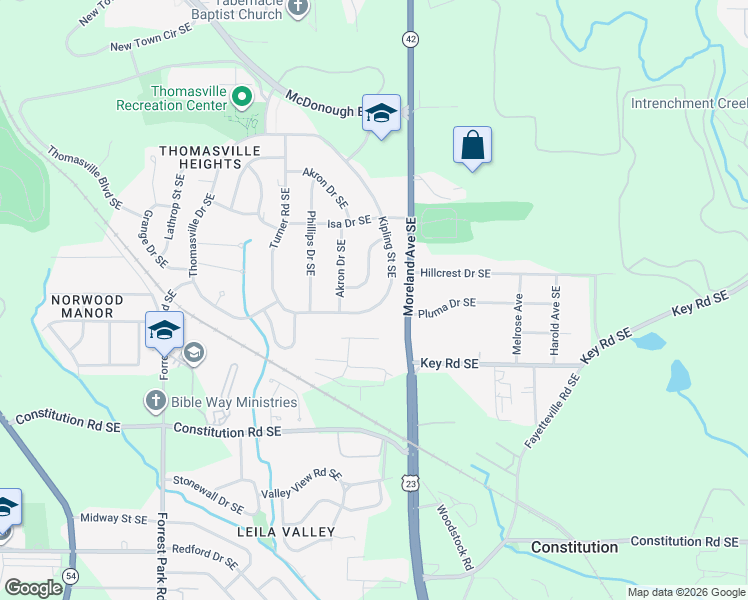 map of restaurants, bars, coffee shops, grocery stores, and more near 1243 Kipling Street Southeast in Atlanta