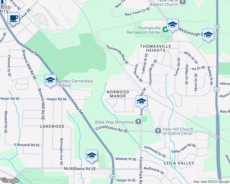 map of restaurants, bars, coffee shops, grocery stores, and more near 775 Lee Andrews Avenue Southeast in Atlanta